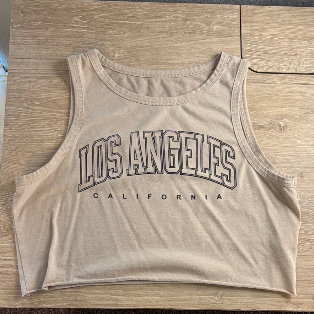 Los Angeles California Tan Crop Top, SHEIN, size small